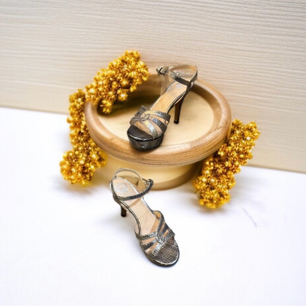 Vince Camuto Shimmering Gold Strappy Heels - Picture 6 of 16